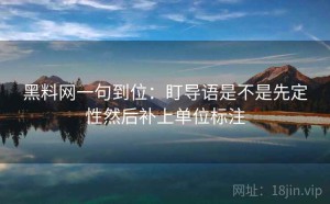 黑料网一句到位：盯导语是不是先定性然后补上单位标注
