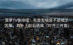 菠萝TV像排错：先查剪辑是不是暗示因果，再补上前后语境（对齐三件套）